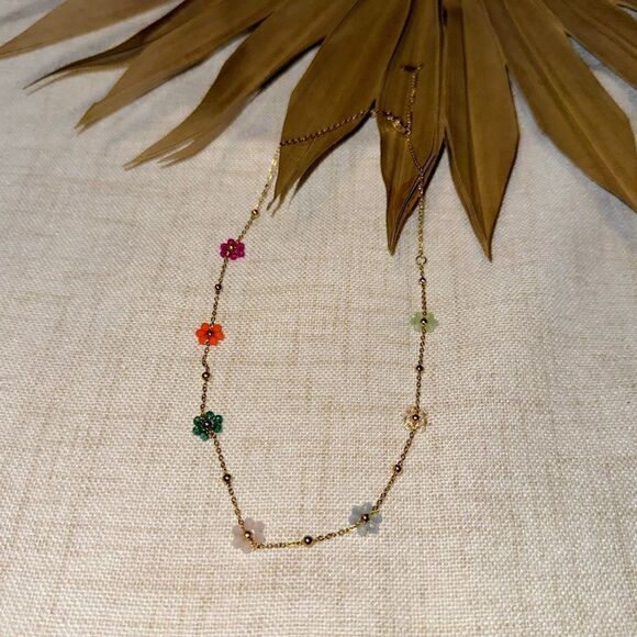 Boho flower necklace M547 - Picture 2 of 4